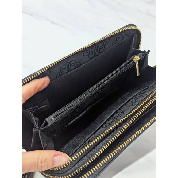 Enzo Angiolini Women's Black Leather Two Compartment Zip Close Wristlet Wallet - Picture 4 of 8